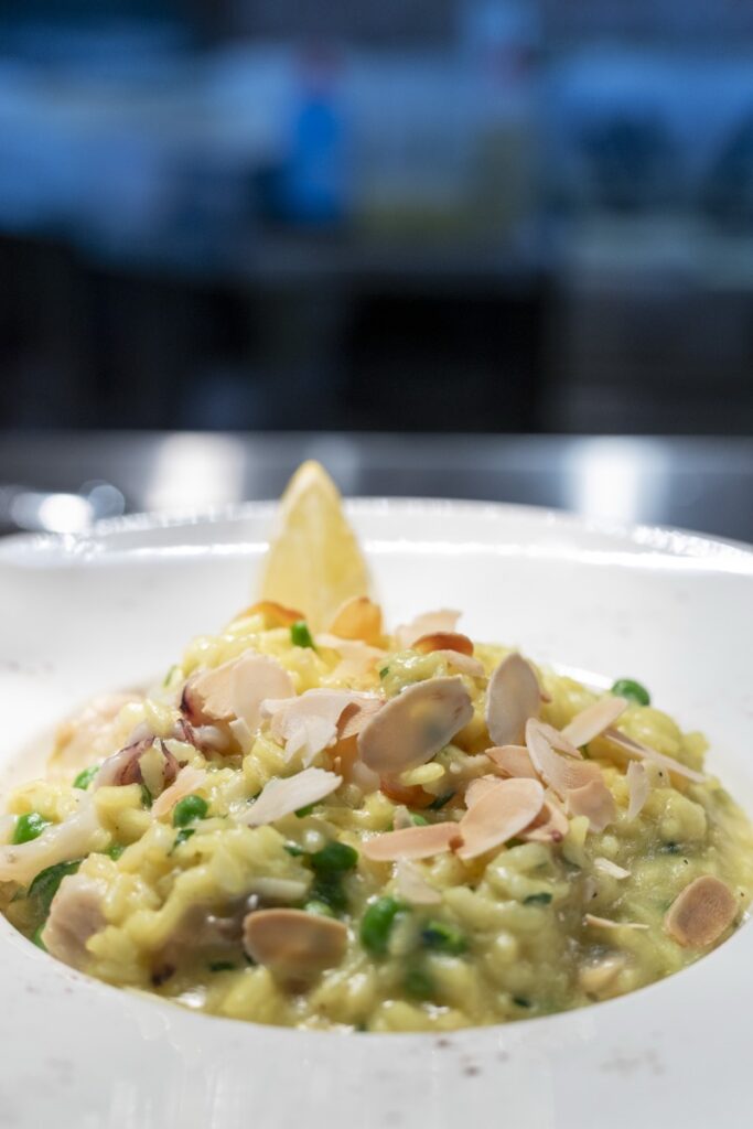 Creamy Italian risotto with parmesan and toasted almonds at Bianco Italian Caloundra