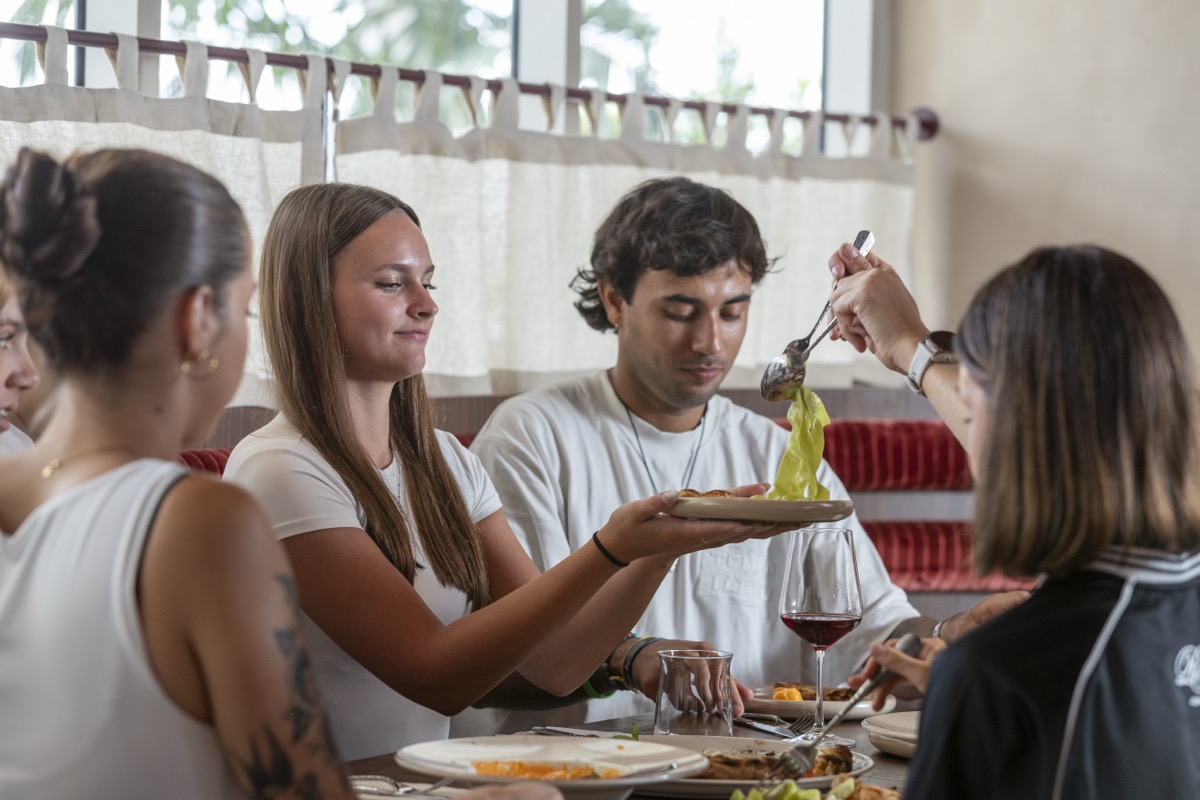 Guests sharing fresh pasta at Bianco Italian Restaurant Caloundra