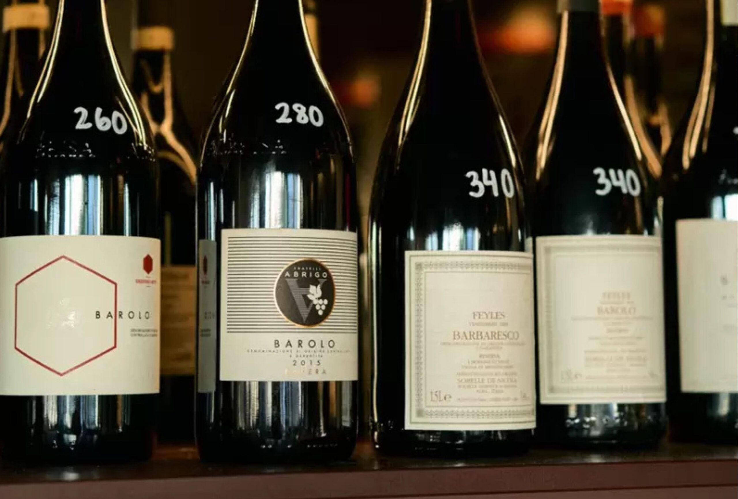 Selection of Italian wines at Bianco Italian, Sunshine Coast